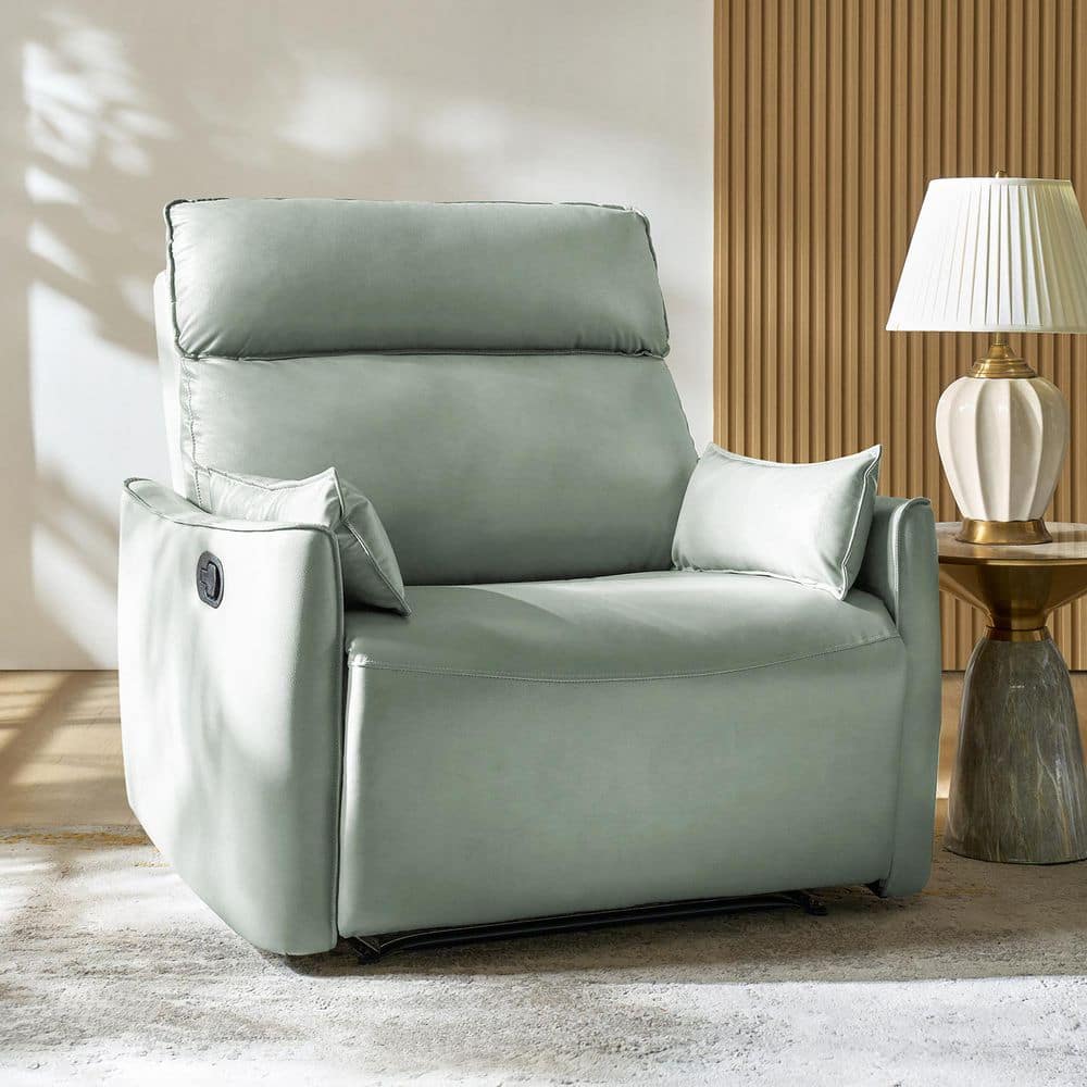 JAYDEN CREATION Nicola Sage Faux Leather Oversized Manual Recliner