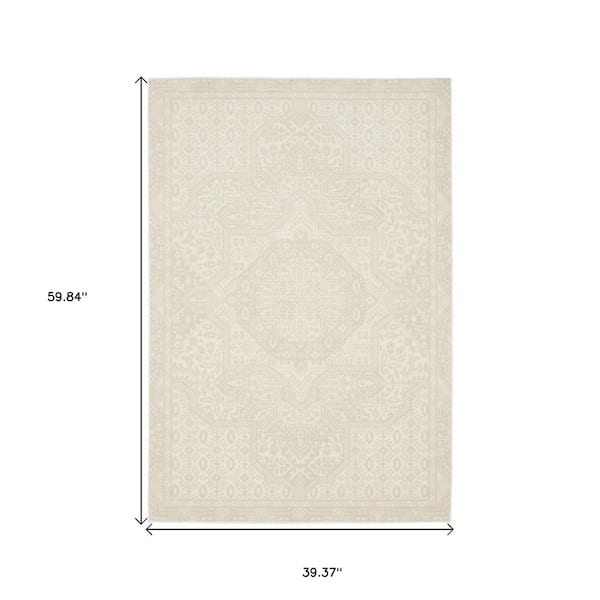 3' X 5' Gray And Beige Tribal Area Rug