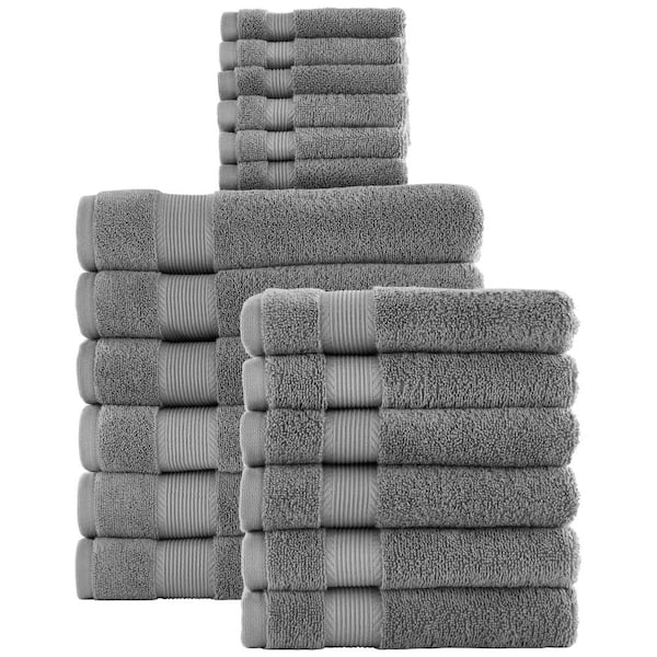 StyleWell HygroCotton Stone Gray 18-Piece Bath Towel Set
