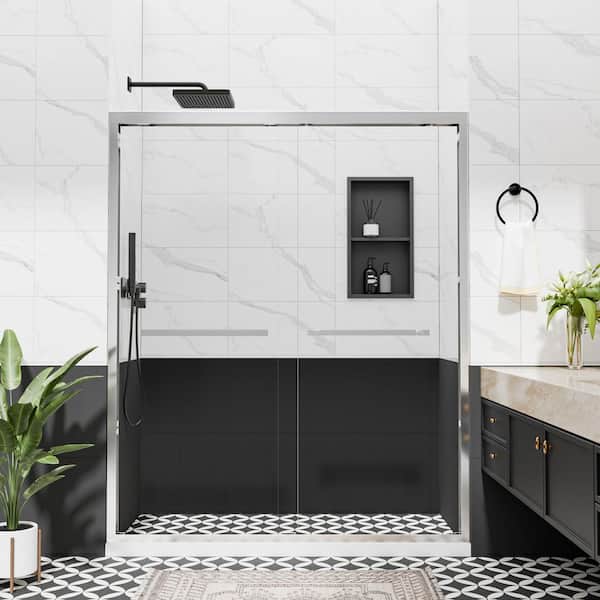 44-48 in. W x 72 in. H Double Sliding Framed Shower Door with Nano-Coated Easy-Clean Tempered Glass in Chrome