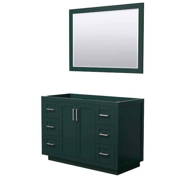 Wyndham Collection Miranda 47.25 in. W x 21.75 in. D x 33 in. H Single Sink Bath Vanity Cabinet without Top in Green with 46 in. Mirror