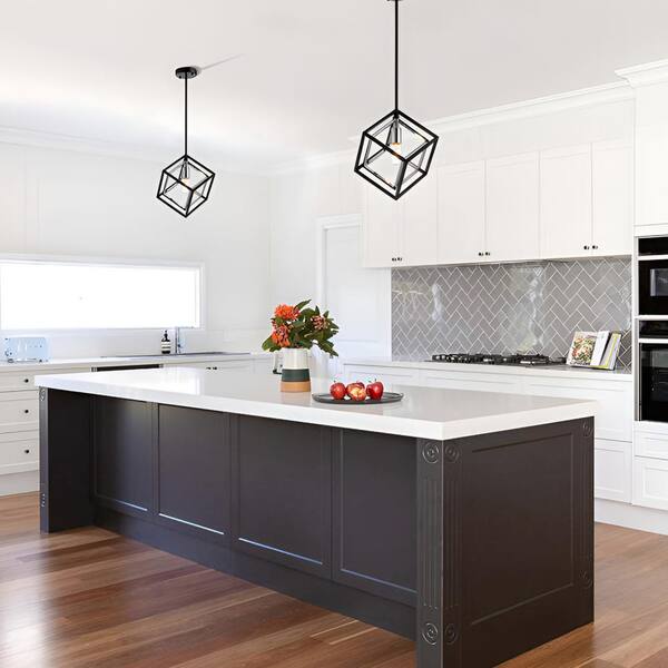 Kafka 60-Watt 1-Light Chrome Pendant Light with Square Cube