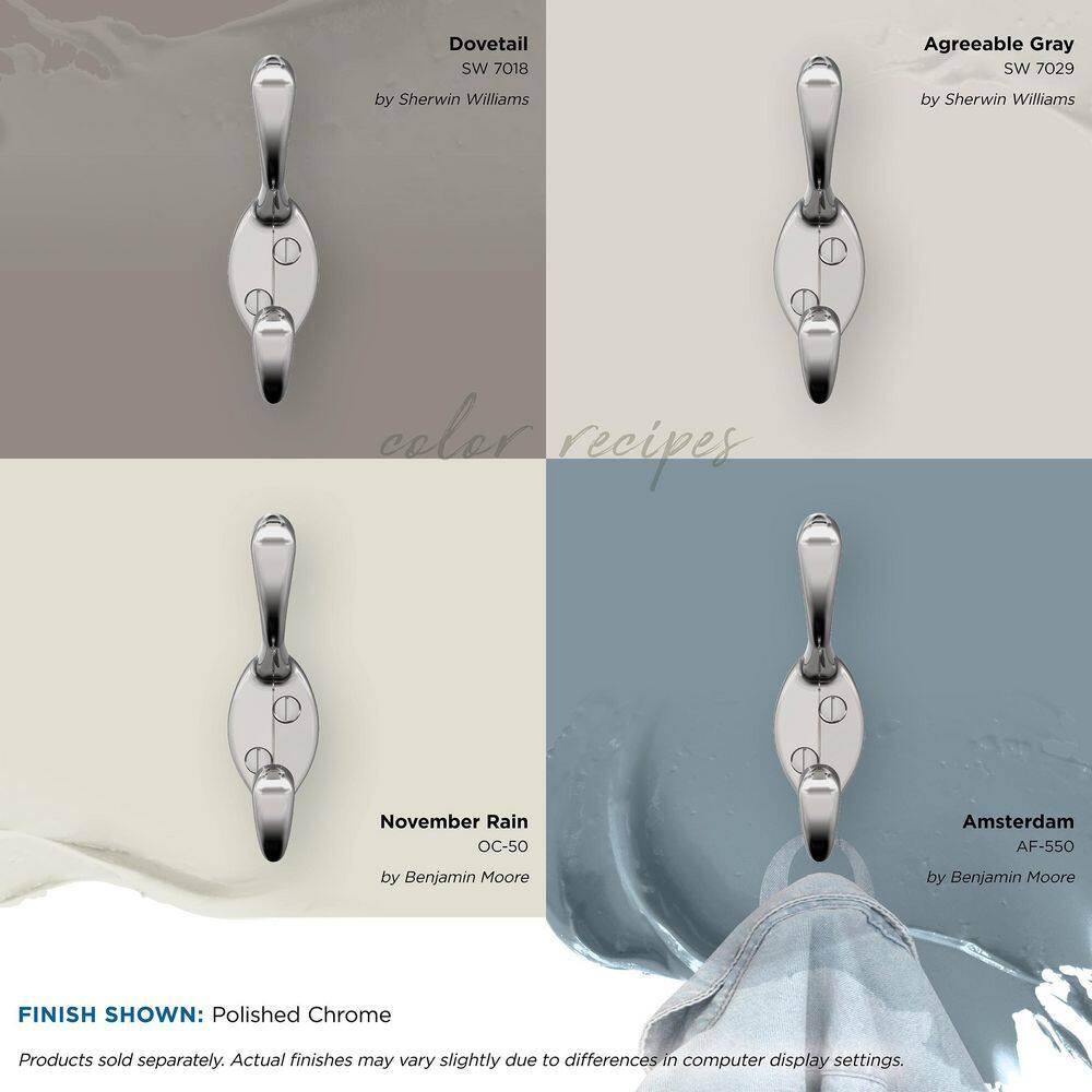 Polished Chrome Double Prong Decorative Wall Hook