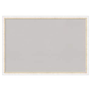 Morgan White Gold Wood Framed Grey Corkboard 38 in. x 26 in. Bulletin Board Memo Board