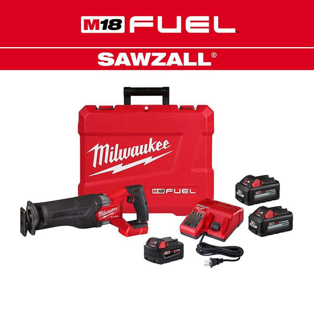 M18 FUEL 18V Lithium-Ion Brushless Cordless SAWZALL Reciprocating Saw Kit with Two 6.0Ah Batteries -  Milwaukee, 2821-21-48-11-6