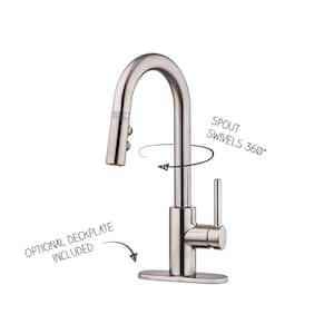 Stellen Single-Handle Bar Faucet with Pull-Down Sprayer in Stainless Steel
