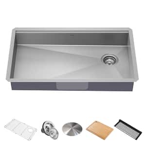 Kore 16-Gauge Stainless Steel 32 in. Single Bowl Undermount ADA Workstation Kitchen Sink with Accessories