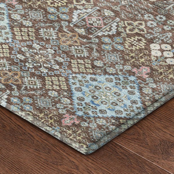 Mayfield Premium Machine Washable Abstract AMF2440 Chocolate 10 ft. x 14 ft. Area Rug