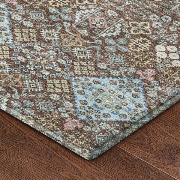 Mayfield Premium Machine Washable Abstract AMF2440 Chocolate 5 ft. x 7 ft. 6 in. Area Rug