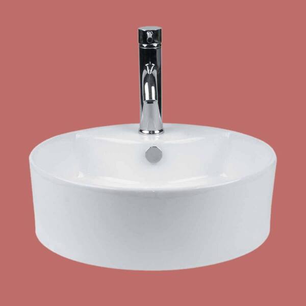 elefant Tanke Flipper RENOVATORS SUPPLY MANUFACTURING Prescott 18-1/2 in. Round Vessel Bathroom  Sink in White with Overflow and Faucet Hole 13489 - The Home Depot