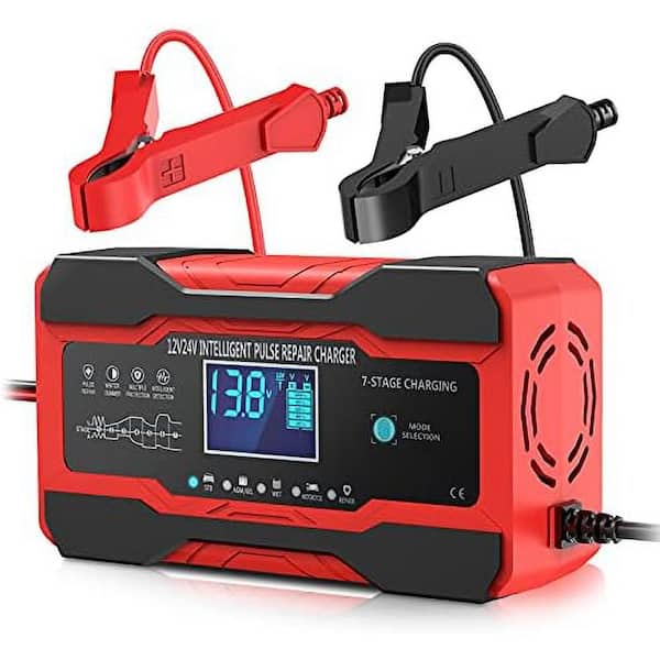 10-Amp 12V 24V Smart Car Charger Maintainer Trickle Charger Desulfator LCD Temp Compensation 1 Piece