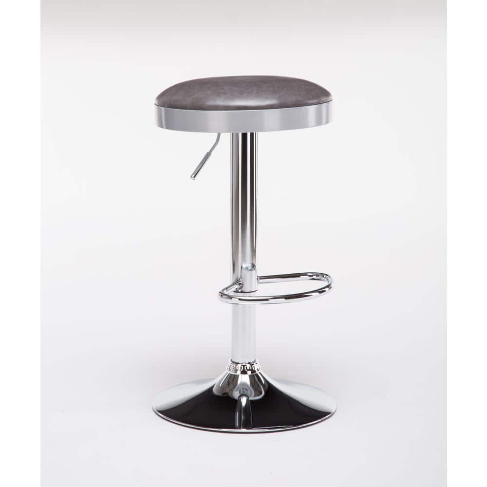 Copley Gray Backless 24-32.5 in. Adjustable Stool with Chrome Base