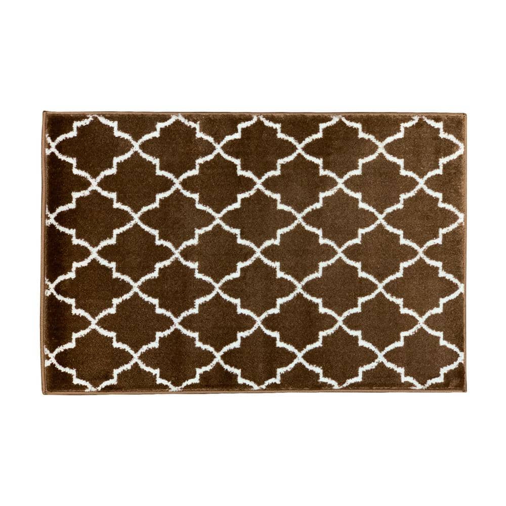 SUSSEXHOME Trellisville Collection Cotton Brown 2 ft. x 3 ft. Jute