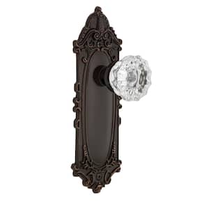 Victorian Plate 2-3/4 in. Backset Timeless Bronze Passage Hall/Closet Crystal Glass Door Knob