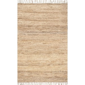 nuLOOM Dahlia Casual Jute Tassel Natural Doormat 3 ft. x 5 ft. Indoor/Outdoor Patio Rug