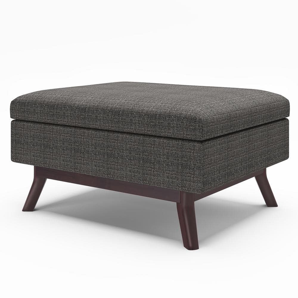 Ebony Tweed Upholstered Lift-Top Storage Ottoman