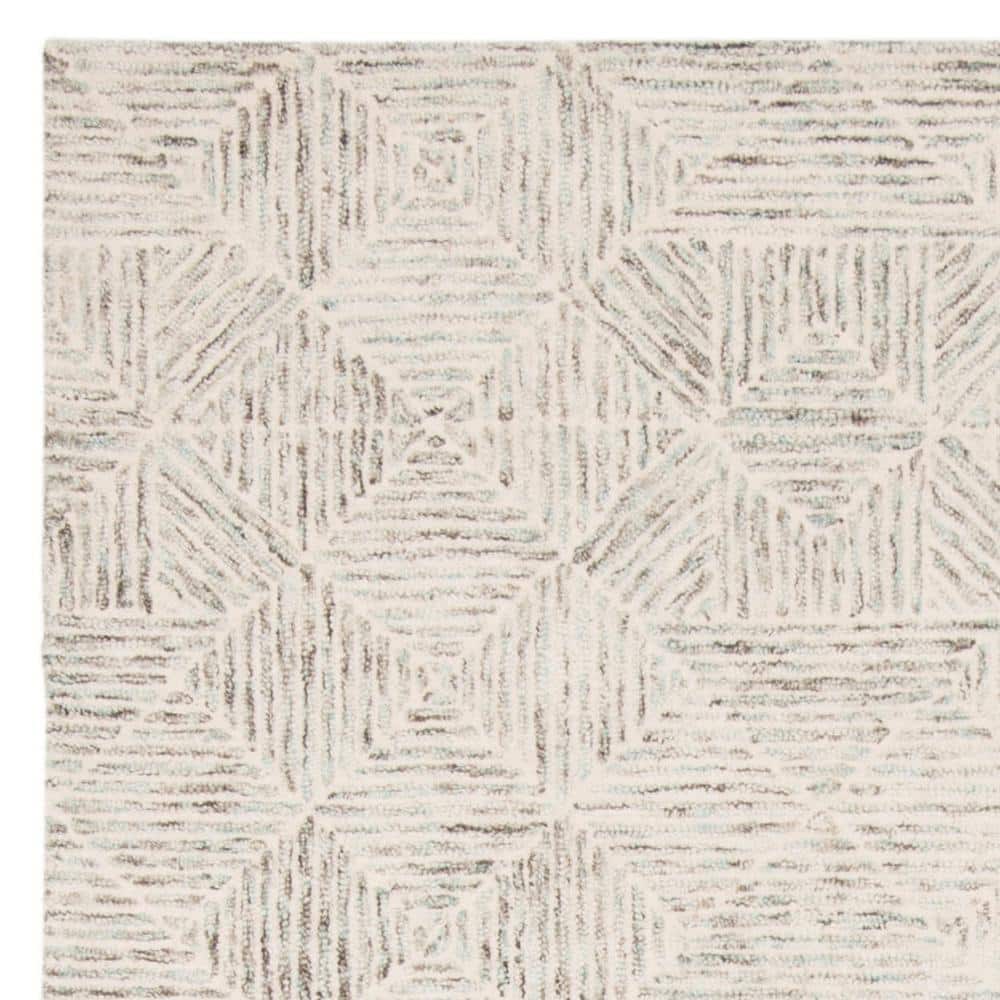 Light Blue Handmade Wool Abstract Area Rug, 5' x 8'