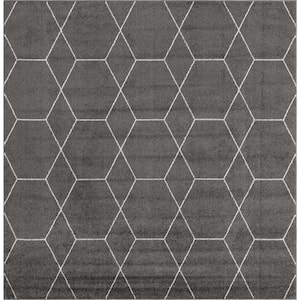 Trellis Frieze Geometric Dark Gray 8 ft. x 8 ft. Area Rug