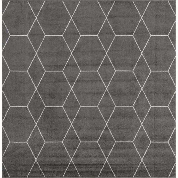 Unique Loom Trellis Frieze Geometric Dark Gray 8 ft. x 8 ft. Area Rug