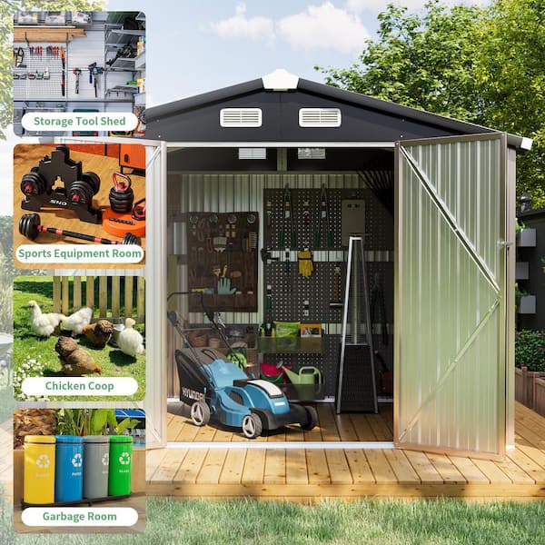 ToolCat 6 ft. W x 5 ft. D Metal Storage Shed with Window and