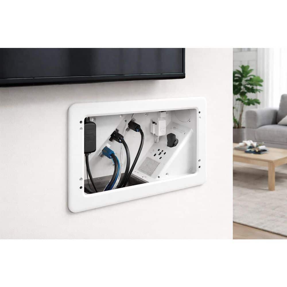 BeamBox In-Wall TV Box with Flange, 2 Power Outlets and Cable