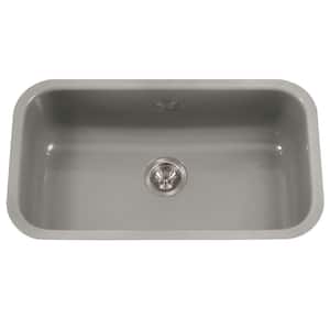 Porcela Series Undermount Porcelain Enamel Steel 31 in. Large Single Bowl Kitchen Sink in Slate