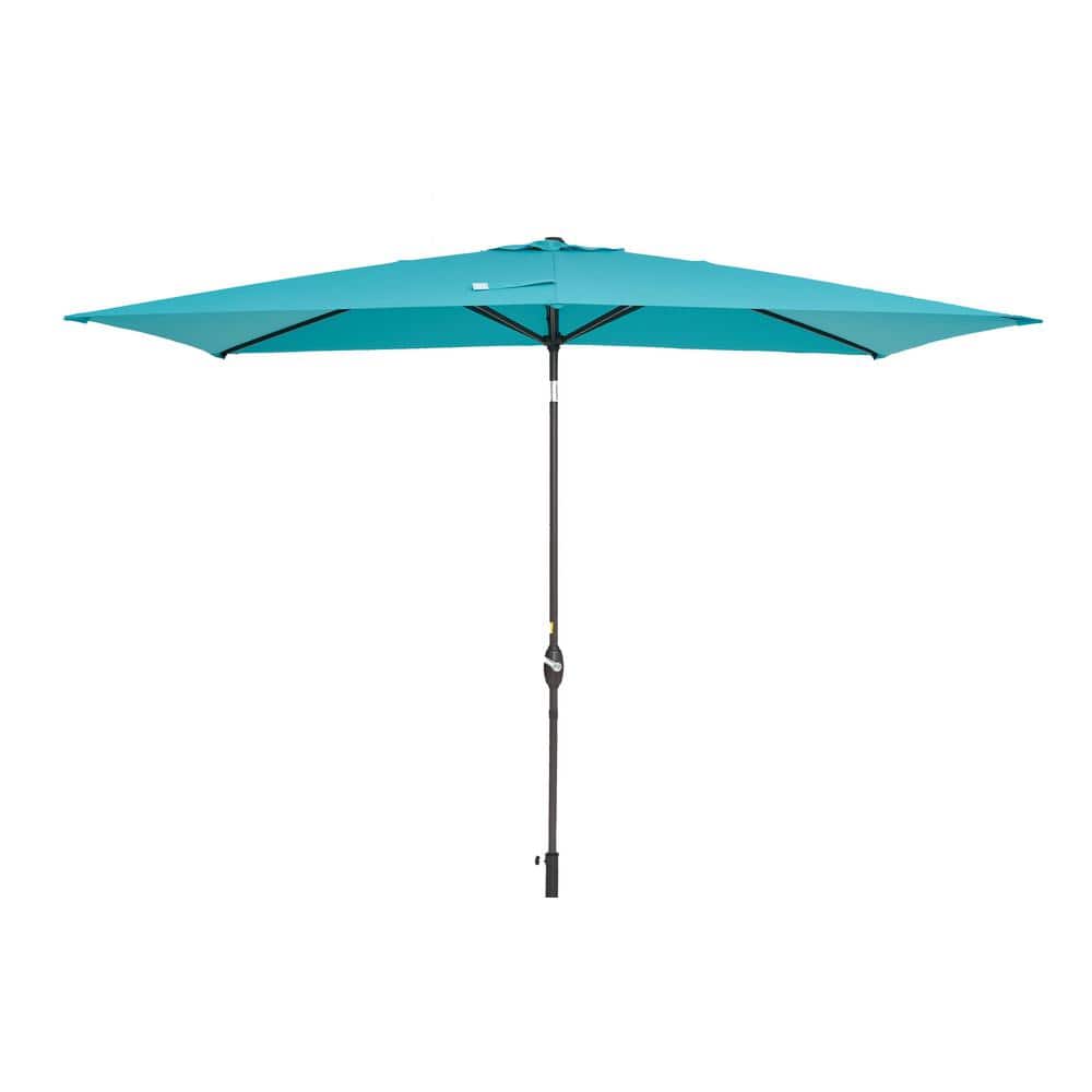 10 ft. x 7 ft. Rectangular Market Outdoor Patio Umbrella in Light Blue