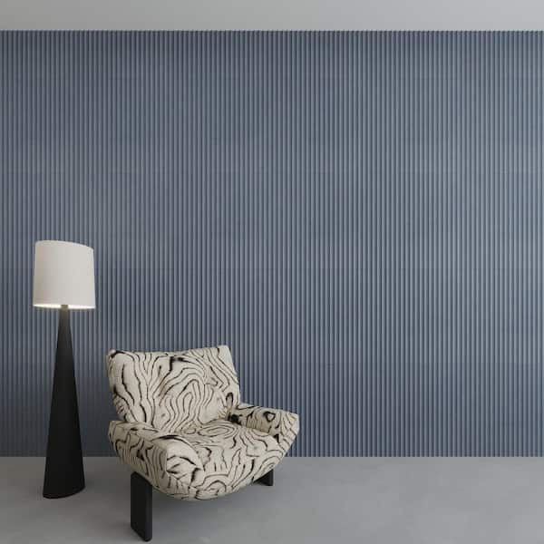Spanish Iconic Azul Blue 24 in. x 48 in. 3D Fluted Matte Porcelain Large Format Wall Tile (2-Pieces, 15.5 sq. ft./Case)
