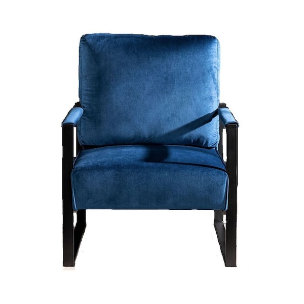 US Pride Furniture Hosam 25.4 in. Blue Velvet Upholstery Metal Arms Chair (Set of 1)