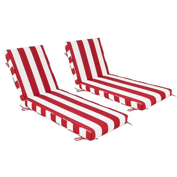 DESwan Pelcha 23 in. W x 75 in. D x 5 in. T 2-Piece Outdoor Chaise Lounge Cushion in Striped Red