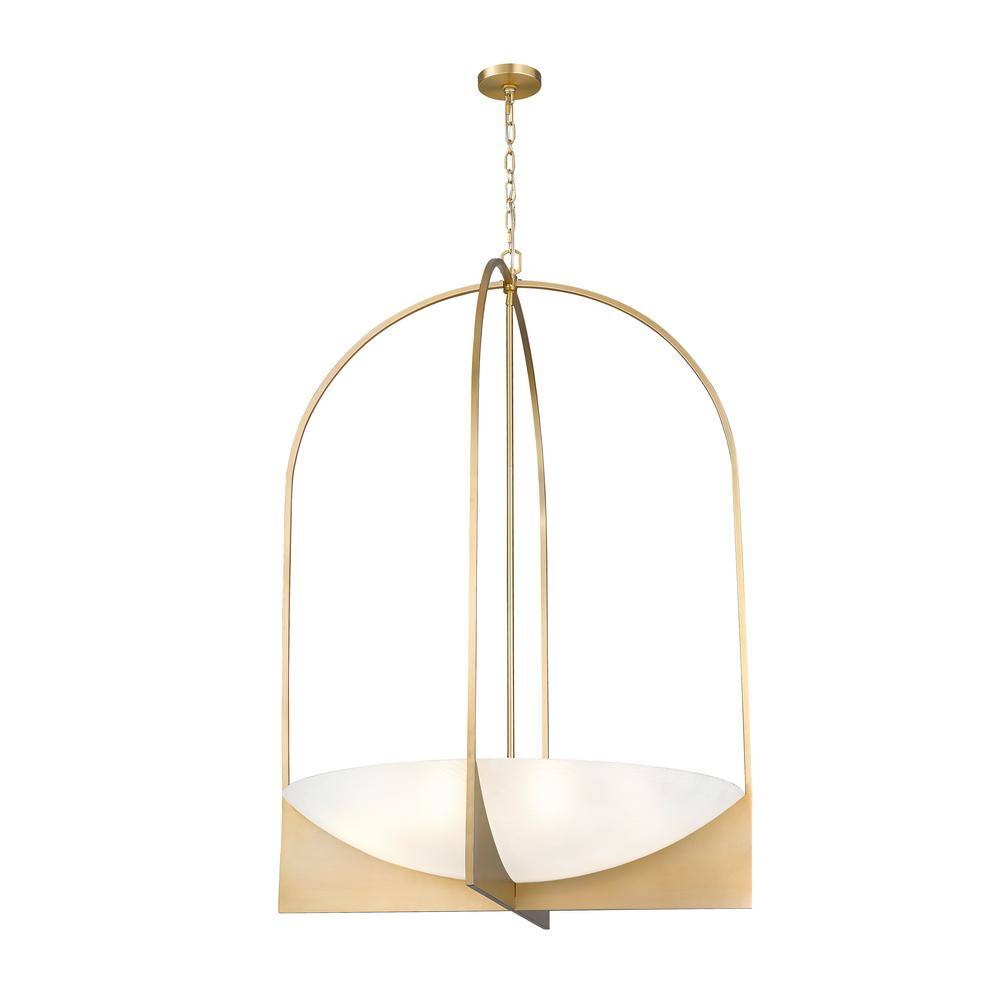 Modern Gold and Black 8-Light Steel Chandelier with Red Shades
