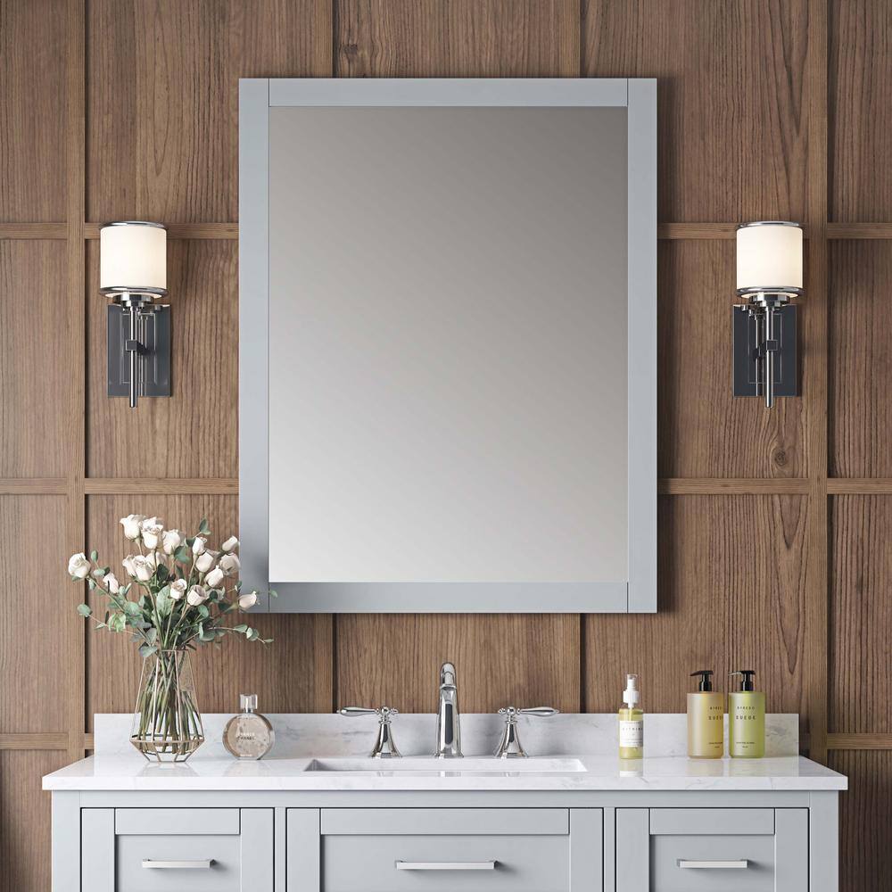 Dove Grey 28" x 36" Rectangular Solid Wood Wall Mirror