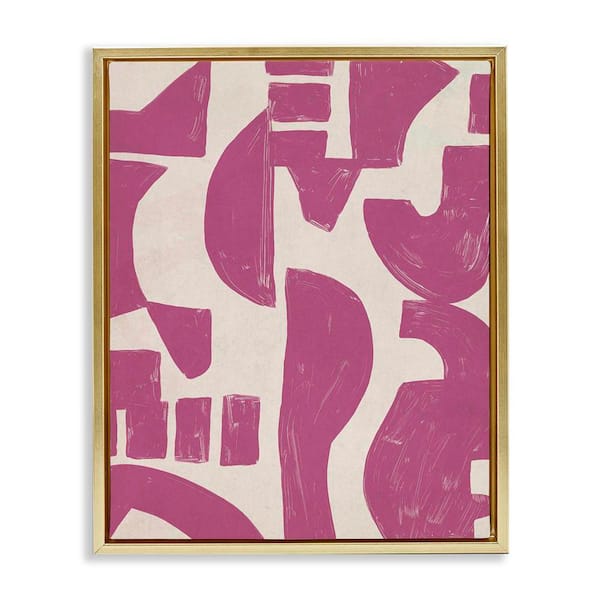 Stupell Industries Purple Asymmetrical Shapes by June Erica Vess Gold Floater Frame Abstract Graphic Art Print 21 in. x 17 in.