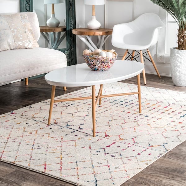 Blythe Modern Moroccan Trellis 6 ft. Light Multi Square Rug