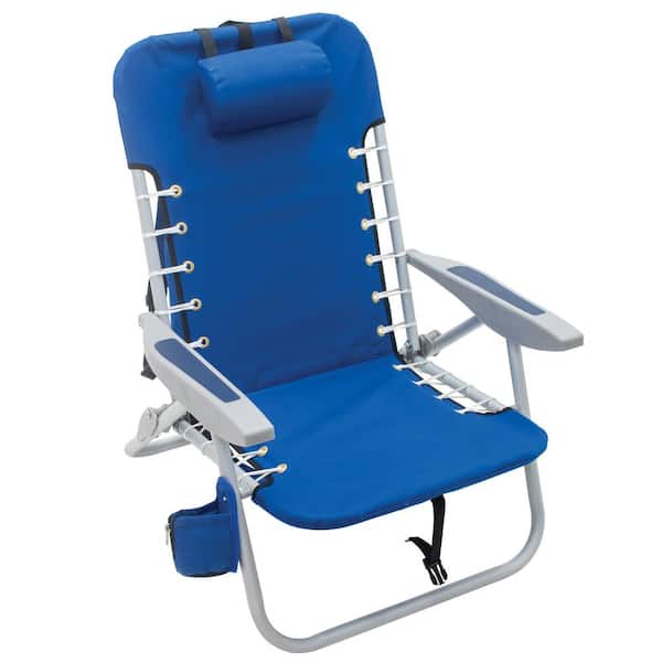 Rio Beach Striped Aluminum 4 Position Lace Up Folding Beach Chair
