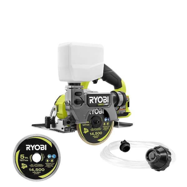 RYOBI ONE+ HP 18V Handheld Wet/Dry Masonry Tile Saw (Tool Only) with 5 in. Diamond Tile Cutting Blade
