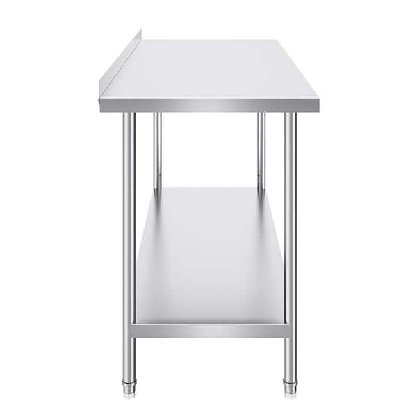 SKYSHALO Stainless Steel Work Table, 24 x 60 x 36 In. Commercial Food Prep Worktable Heavy Duty Worktable Metal Work Table Silver