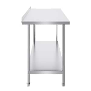 Stainless Steel Work Table, 24 x 60 x 36 In. Commercial Food Prep Worktable Heavy Duty Worktable Metal Work Table Silver