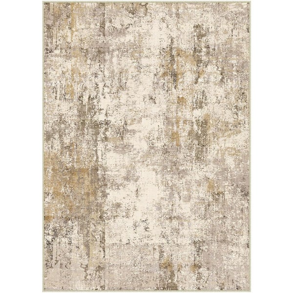 Van Gogh Brown/Gray 3 ft. x 5 ft. Modern Abstract Area Rug