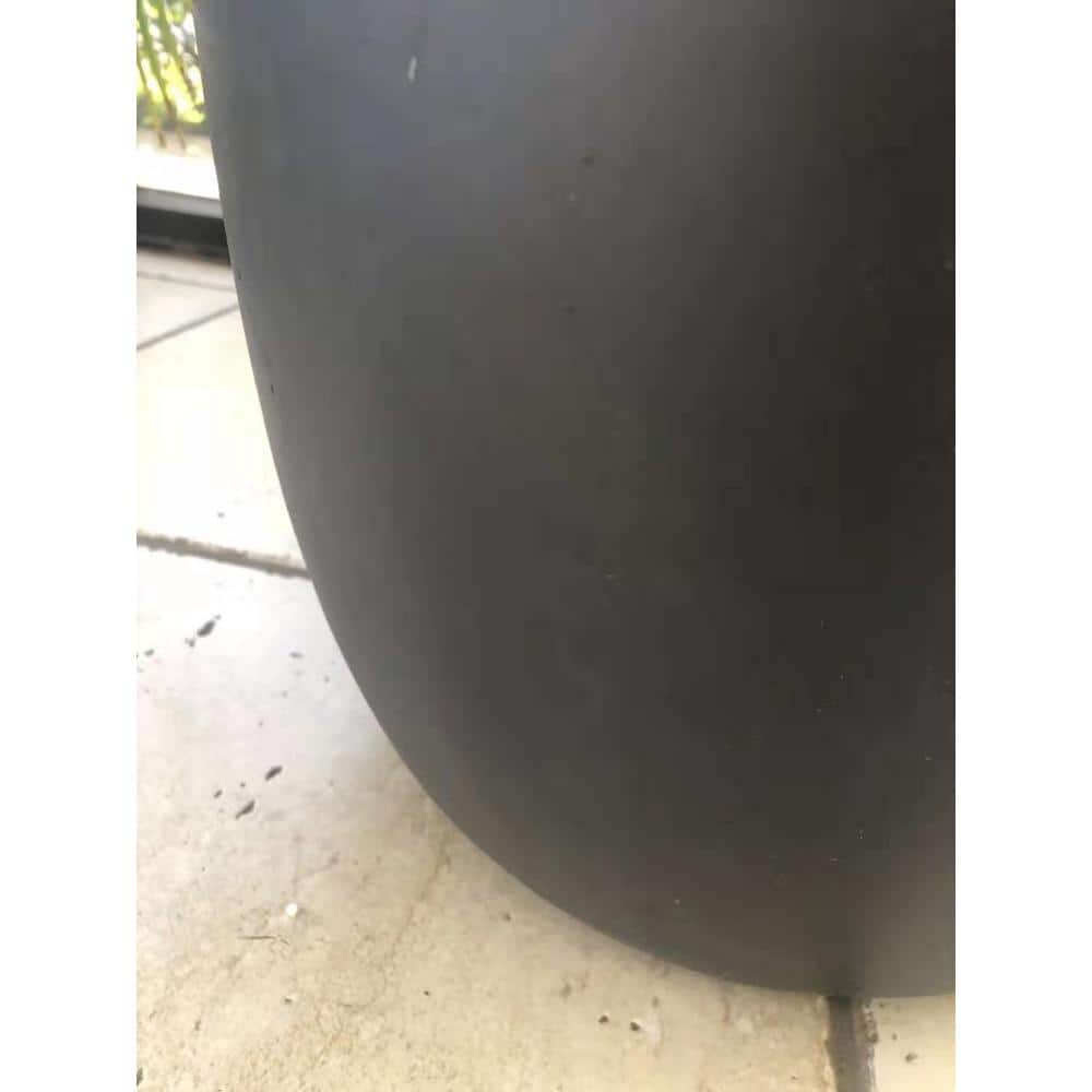 21.7" Tall Round Charcoal Concrete and Fiberglass Planter