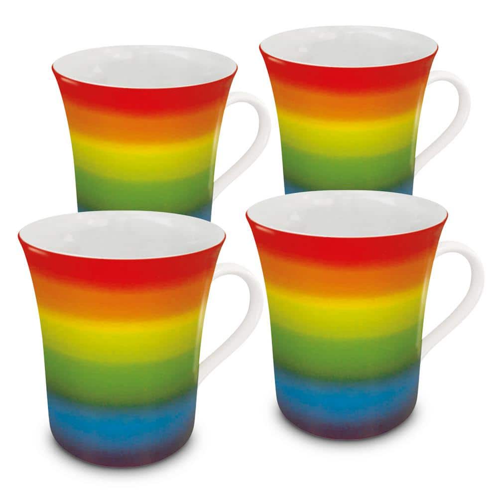 Konitz 4-Piece Rainbow Porcelain Mug Set 4411000543 - The Home Depot