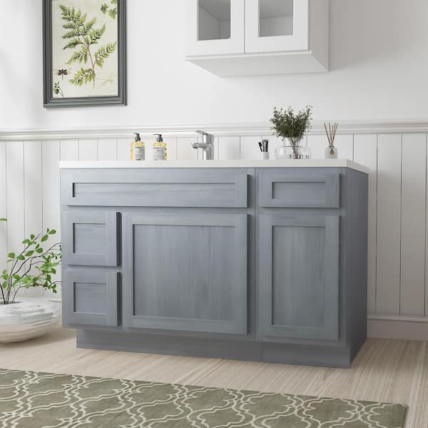 Vanity Art 51 in. W x 21 in. D x 32.5 in. H Bath Vanity Cabinet without Top in Silver