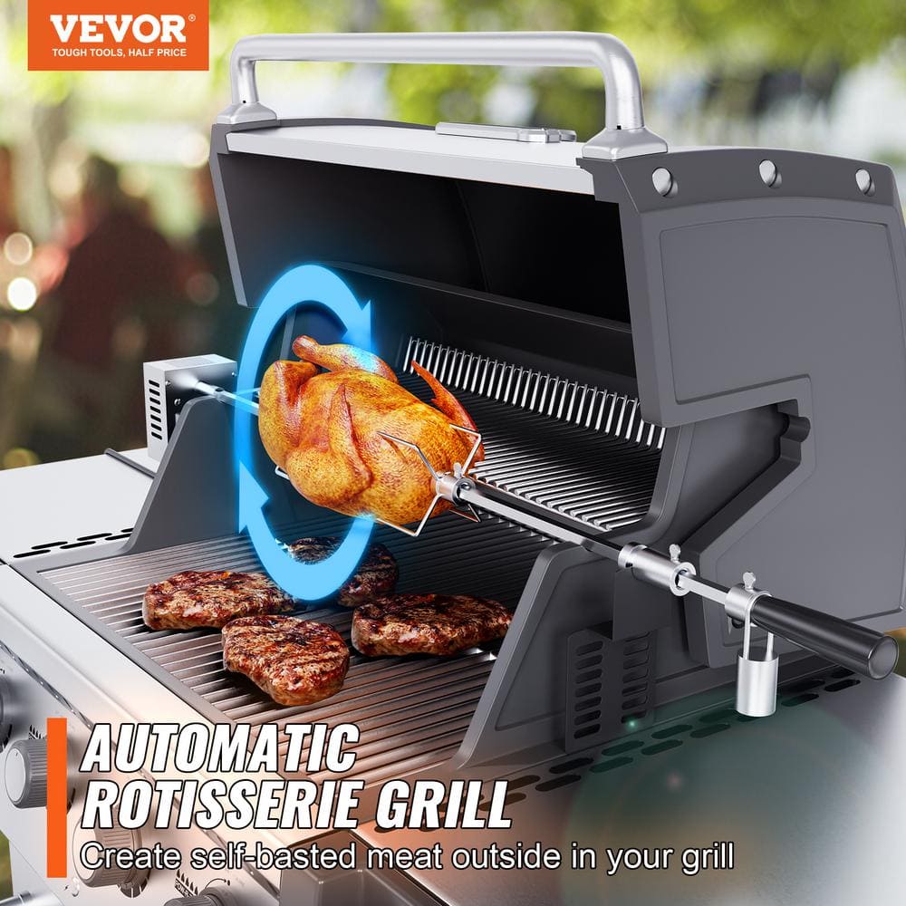 Stainless Steel Universal Rotisserie Kit with Electric Motor