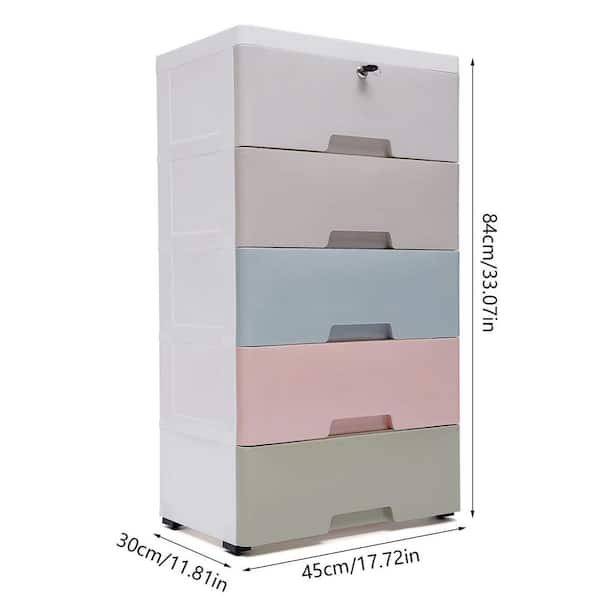 YIYIBYUS 33.07 in. x 17.72 in. 5-Color Plastic Bedroom Storage Cabinet with  5 Drawers and Wheels HG-HS6950-925 - The Home Depot