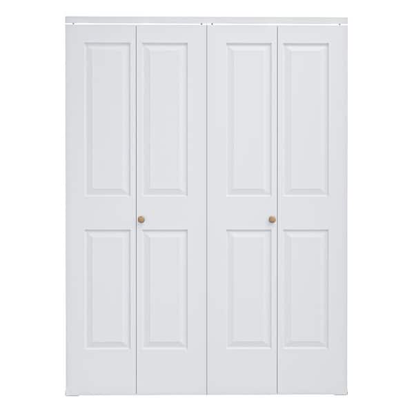 60 in. x 80 in. 4 Panel Hollow Core MDF White Primed Composite Closet Bi-fold Door with Hardware