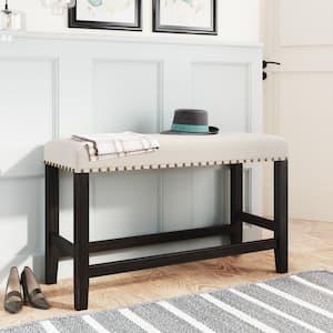 Farmhouse Style Wood Kitchen Rectangle Dining Bench with Cushion in Espresso (38.2 in. W x 15.2 in. D x 20.9 in. H)
