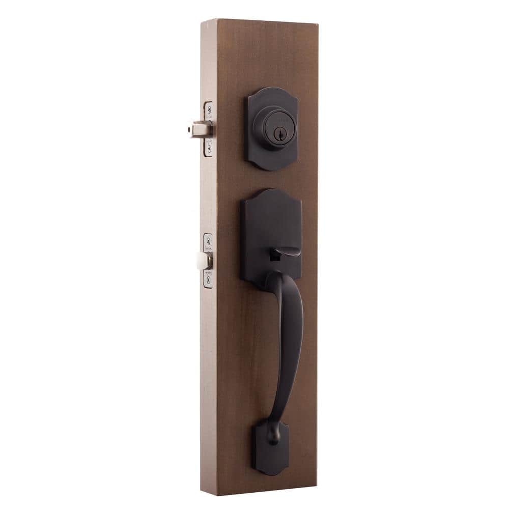 Tuscan Bronze Single Cylinder Deadbolt Front Door Handleset