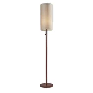 65 in. Brown 1 Light 1-Way (On/Off) Standard Floor Lamp for Liviing Room with Cotton Cylin.der Shade