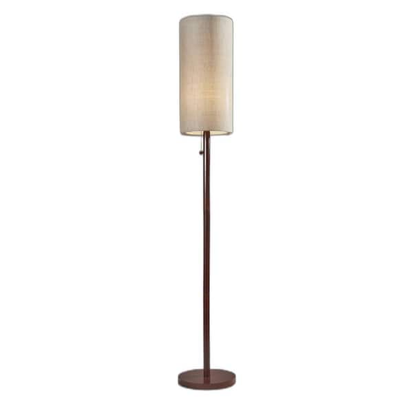 HomeRoots 65 in. Brown 1 Light 1-Way (On/Off) Standard Floor Lamp for Liviing Room with Cotton Cylin.der Shade