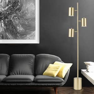 Pratt 63 in. 3-Light Matte Soft Gold Floor Lamp with Large Weighted Base